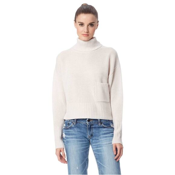 360 Cashmere Sweaters - 360 Cashmere Isilda Beige Turtleneck Sweater Women’s Small Ribbed Knit Pocket